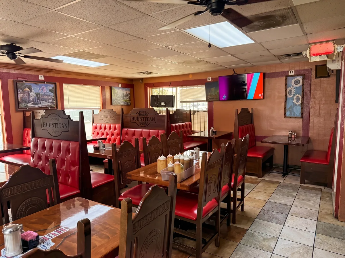 Inside the dining room at Taquería Huentitán