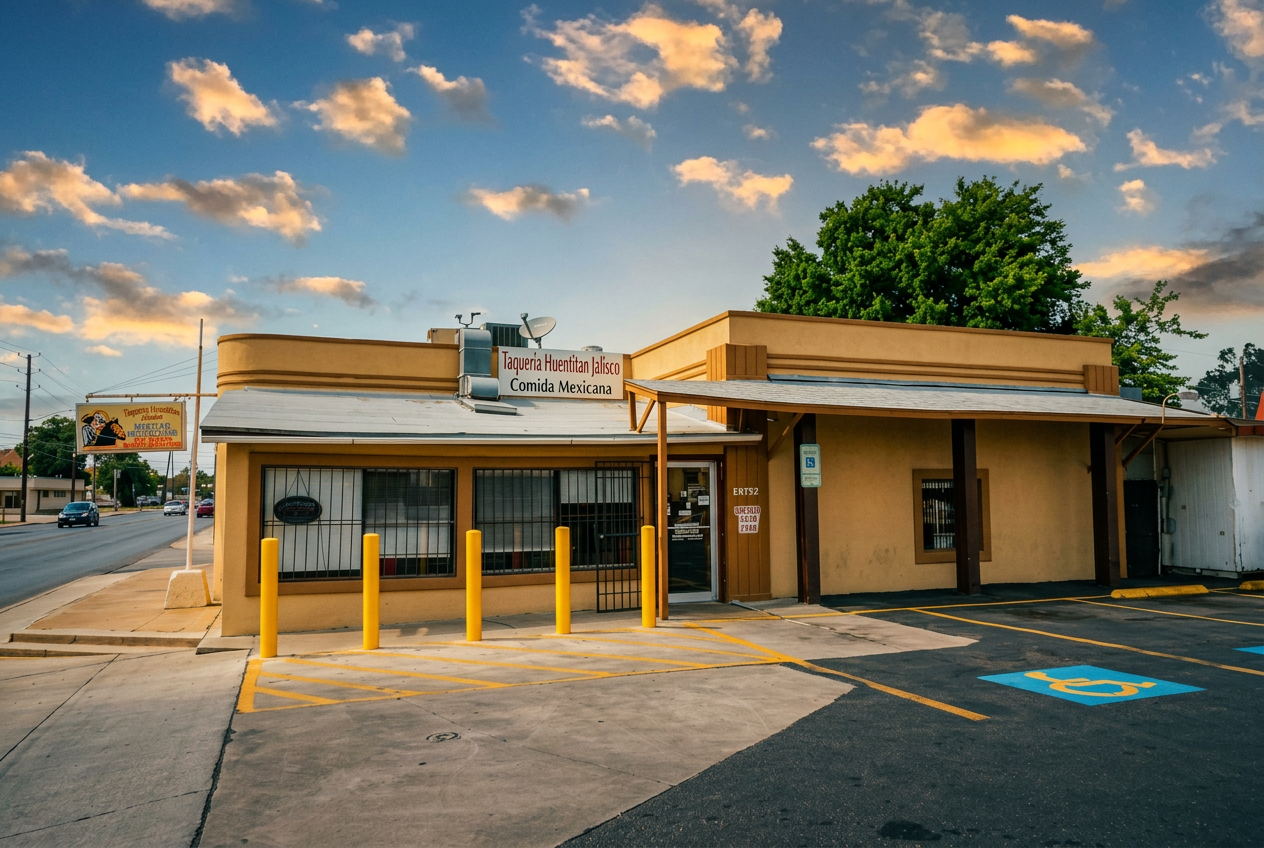Taqueria Huentitán storefront on Fredericksburg Rd, San Antonio